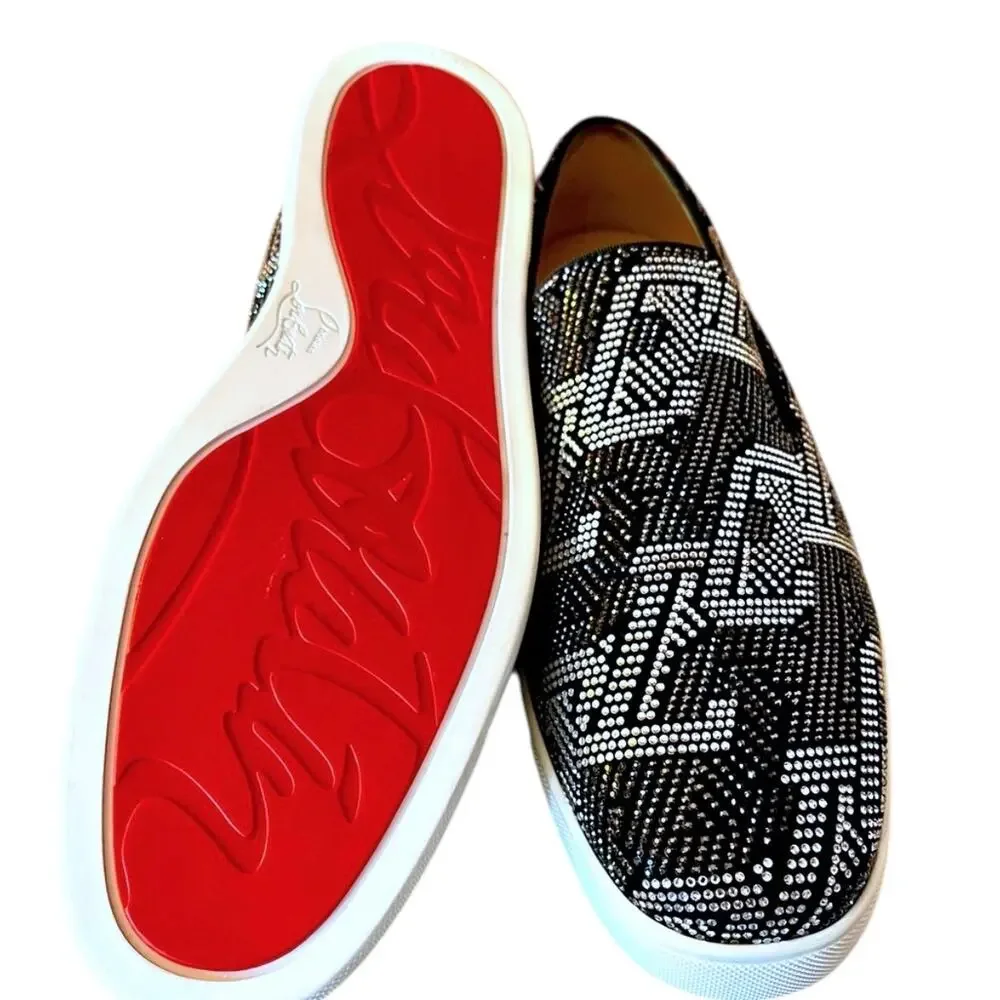 Christian Louboutin Rollerboat Studded Strass Pik Boat Shoes Size 40.5 7.5